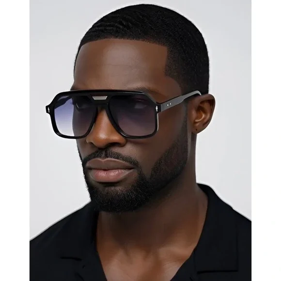 Mens Oversized Square Hip Hop‎ Sunglasses Black Frame Gradient Lens Lentes Gafas