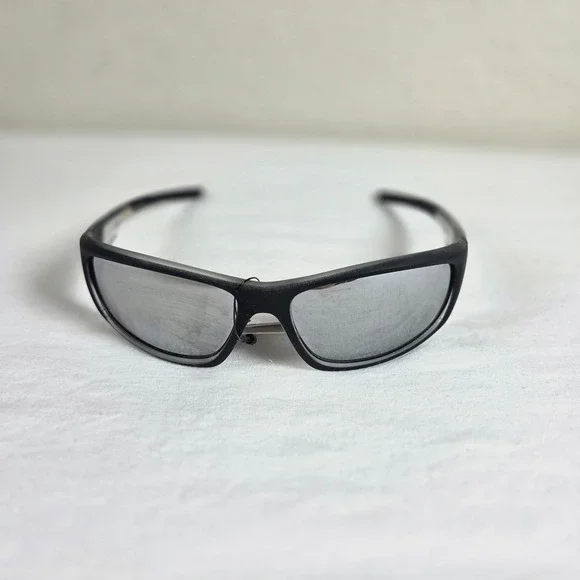 X-Loop Sport Sunglasses Matte Black Silver Mirror Lens UV400 Wrap Around New