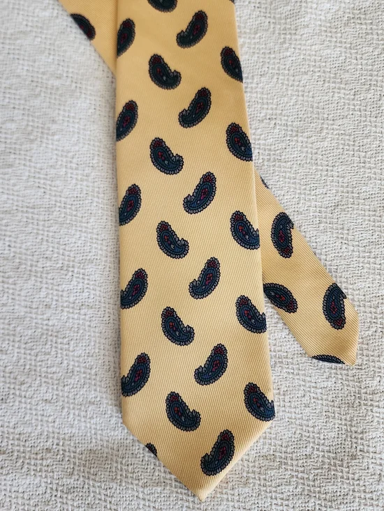 Robert Talbott for Nordstrom Men's Silk Paisley Tie Hand Sewn Yellow Blue