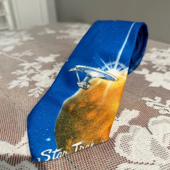 Vintage Ralph Marlin Star Trek Necktie Mens OS Blue New 1991 USS Enterprise