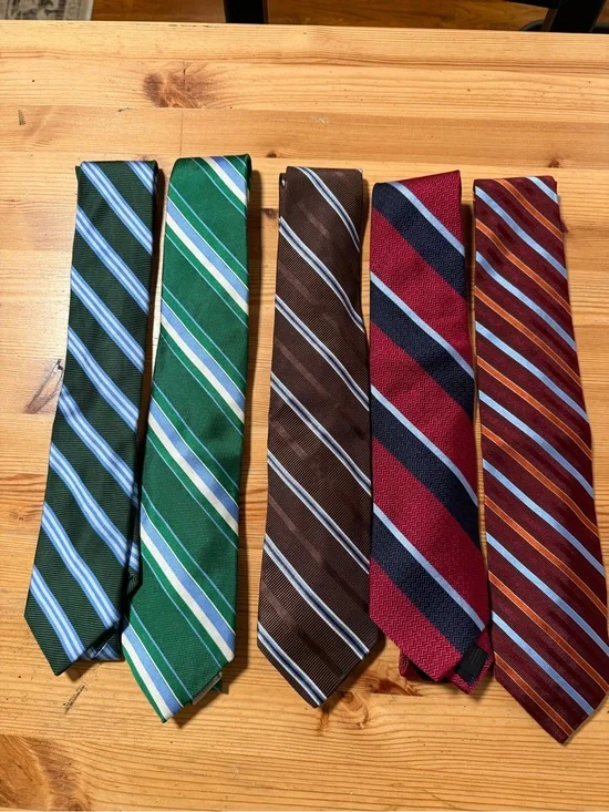 Brooks Brothers Striped Silk Ties - Green, Brown, Red, Blue, Rust