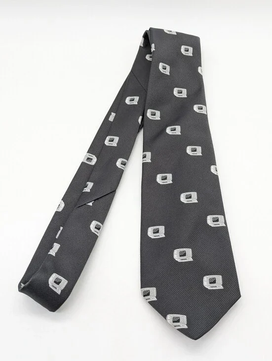 Grey White Vintage PC Computer Novelty Tie