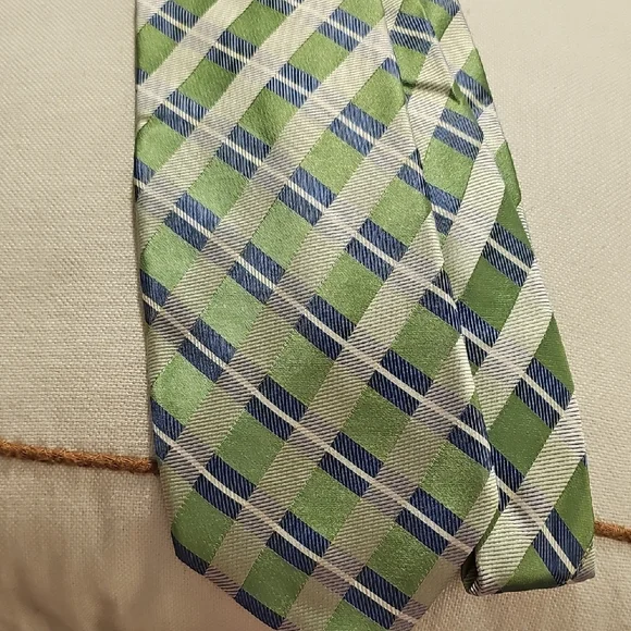 Green and Blue Plaid Men's Tie Br‎ US Polo Assn. 100% Silk