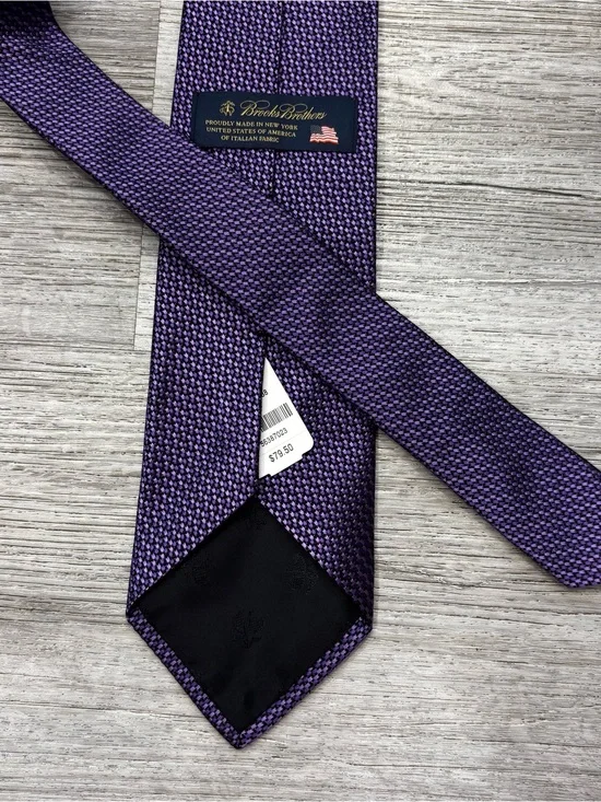 Brooks Brothers Purple Textured Silk Weave Tie USA made new w tags Italian silk