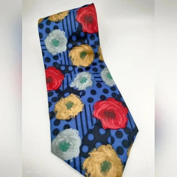Oleg Cassini Men's Tie Necktie Floral Striped Dots Retro Boho Italy