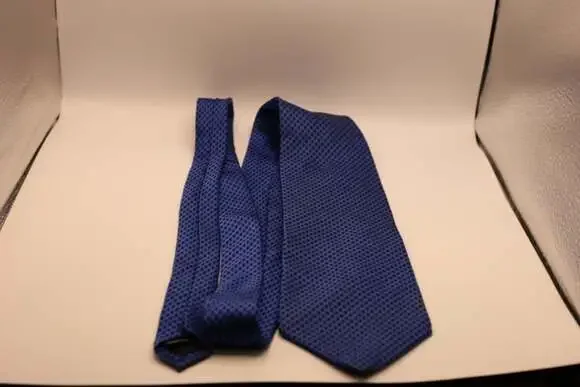 DKNY Men's Blue and Black Polka Dot Pattern Necktie