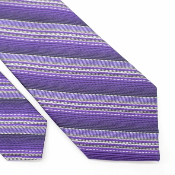 Kenneth Cole Awearness Purple‎ Striped Silk Tie Woven Skinny