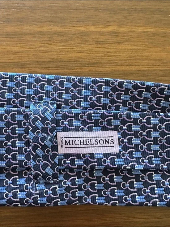 Michelsons Blue Patterned Silk Tie
