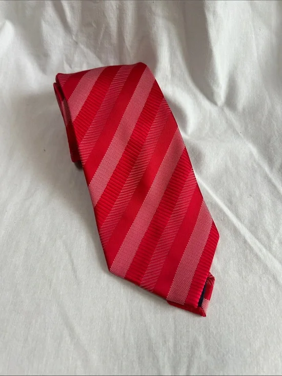 Umberto Frasi Classic Red Striped Men's Tie - Bold Red Fashion Accessory