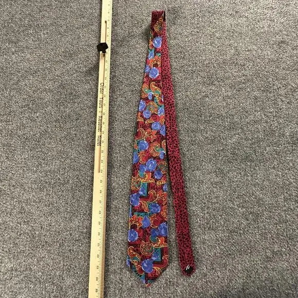 Men's Silk‎ Tie with Colorful Floral and Geometric Pattern #535