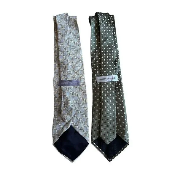 Geoffrey Beene Neckties 2 Hand Made 100% Silk Men’s Neck Tie Made In China