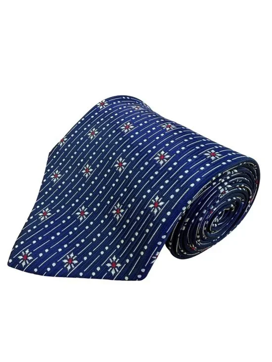 Parkster Mens Blue Silk Handmade Neck Tie Star Dot Pattern