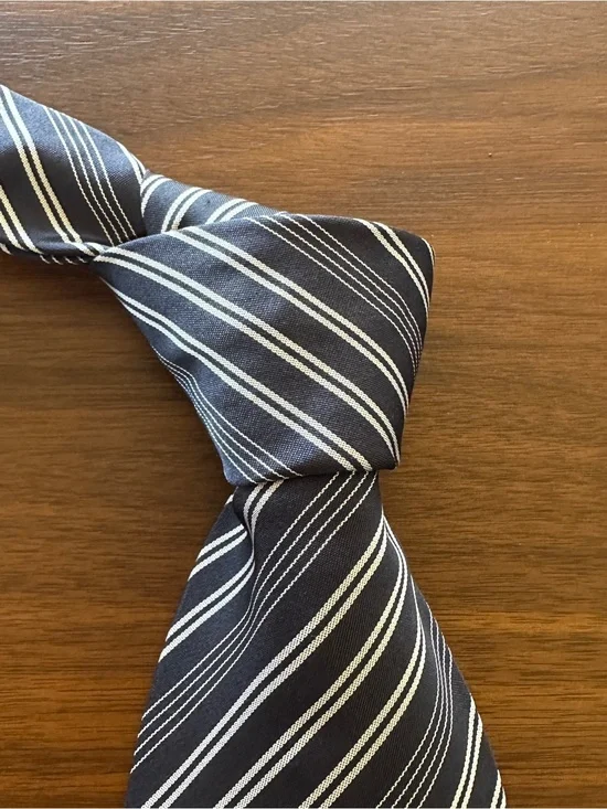 Dolce Gabbana Navy Blue Striped Tie - Classic Formal Accessory