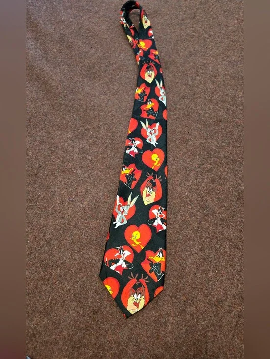 1997 Looney Tunes Novelty Necktie Valentines Love Gift Cartoon 90s Tweety