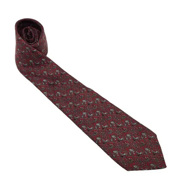 BERT PULITZER Tie 100% Silk Necktie USA Paisley‎ Red/Ligjt Blue Vintage EUC
