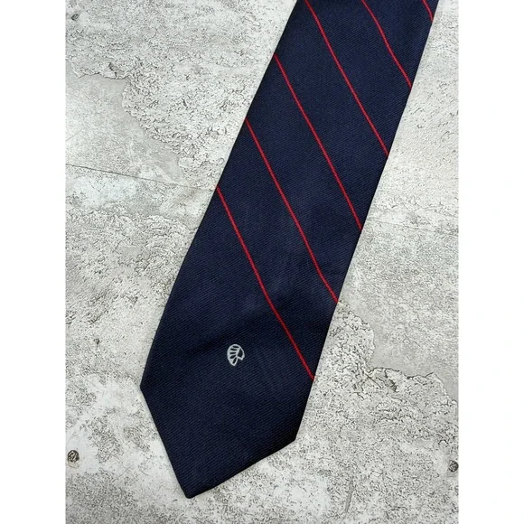 Givenchy Tie Men OS Navy Blue Red Striped Silk Blend Vintage
