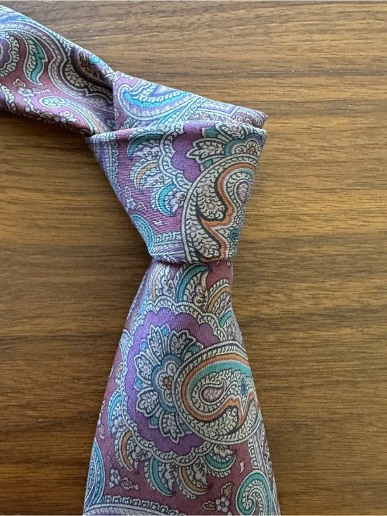 Coach Paisley Silk Tie in Purple and Teal