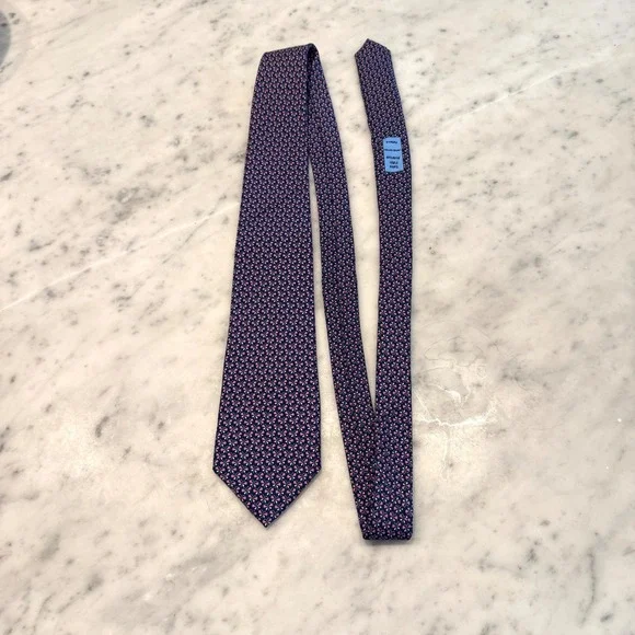 Saks Fifth Avenue Limited Edition Pattern 6 Silk Tie Navy Pink Butterfly USA
