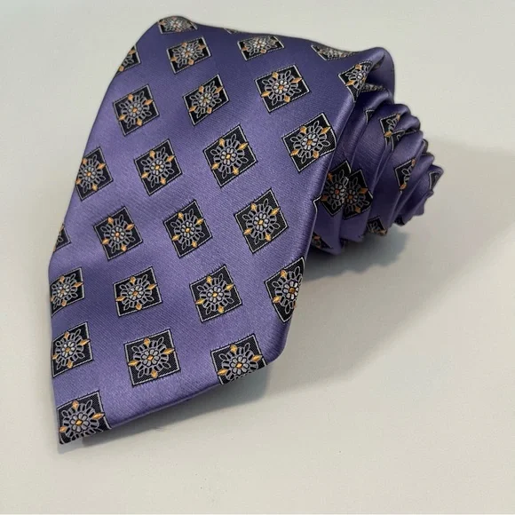 Ermenegildo Zegna, Floral, Daisy, 100% Silk, Elegant, Purple,Patterned,Men's Tie
