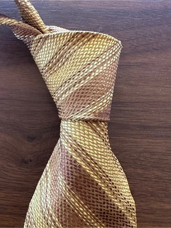 Mike Howard Gold & Brown Men's Woven Stripe Tie