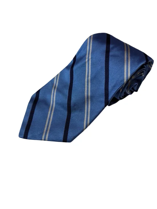 Polo Ralph Lauren Blue Striped 100% Silk Tie Made Italy Preppy Ivy League