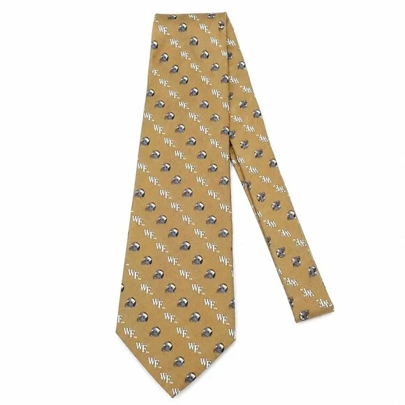 Wake Forest Demon Deacons Tie Mens 100% Silk Rivetz of Boston WF Helmet Gold...