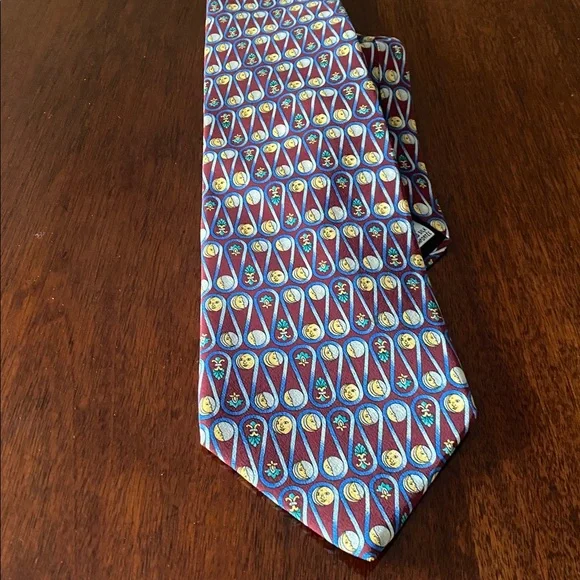 Metropolitan museum of art Men's Burgundy and Blue Patterned Tie