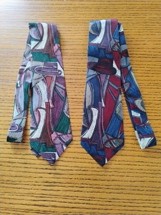 Vintage J.T. Beckett Abstract Cubist Silk Ties 1990's