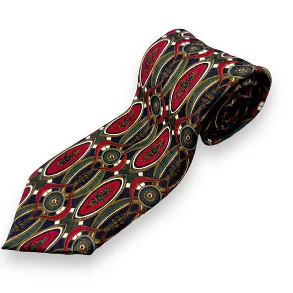 Tutto Matto Mens‎ Silk Dress Tie Made in Italy Oval Geometric Pattern 56 3.75