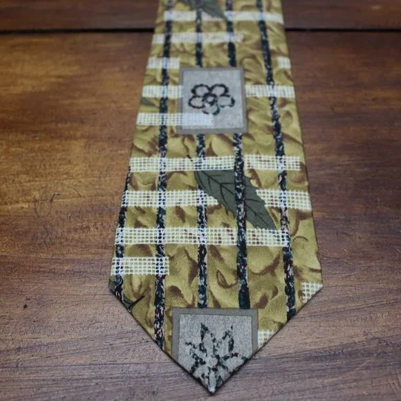 GEOFFREY BEENE ITALIAN SILK NECKTIE LINED GORGEOUS!!! BOTANICALS EUC 60