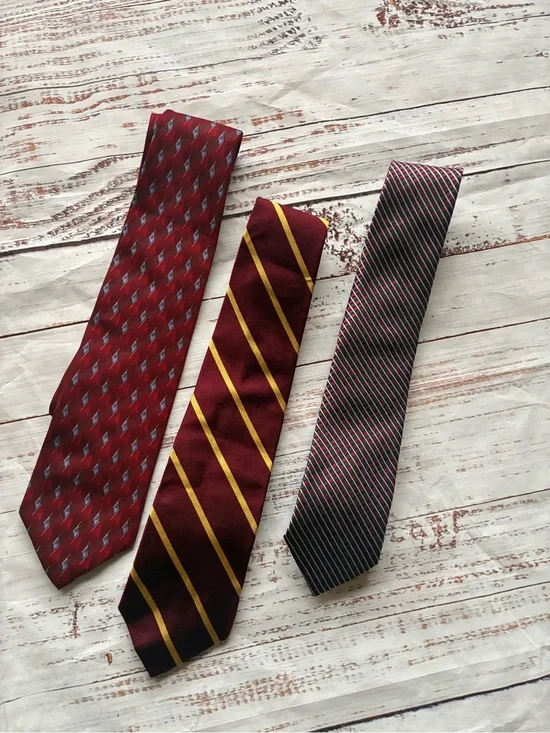 Men's Burgundy and Black Patterned Necktie Bundle