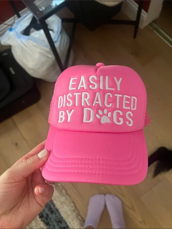 Easily Distracted By Dogs Pink Trucker Hat