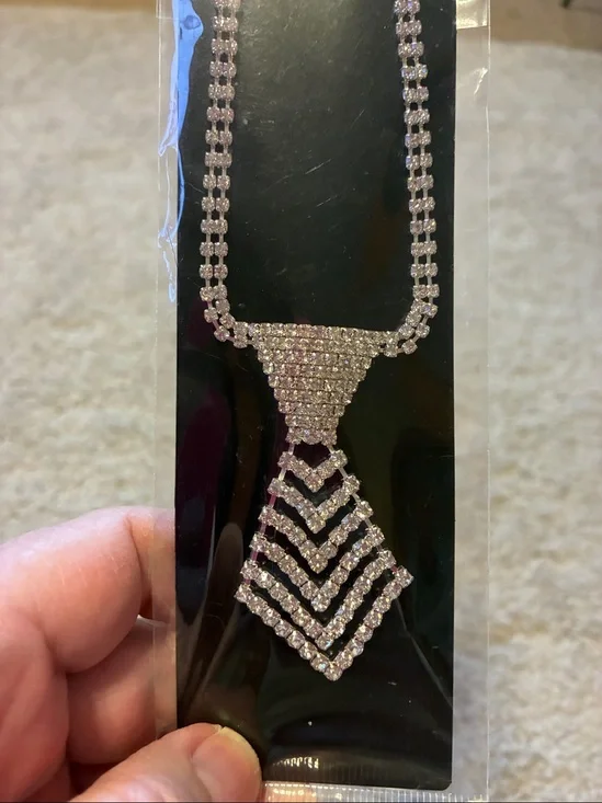 Dog Necklace is full of rhinestones. This necklace is a neck tie NWT
