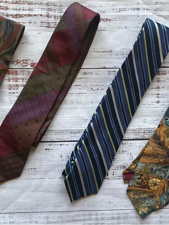 Classic Navy & Green Striped Men's Ties Vintage Bundle