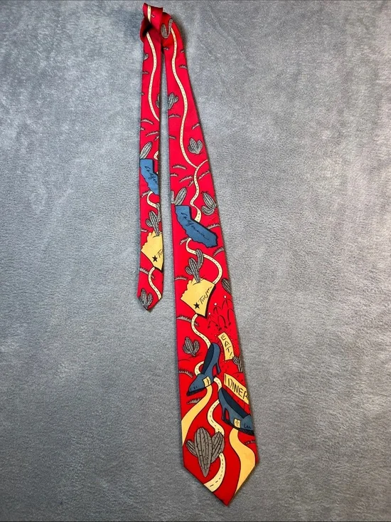 The Beatles ‘Get Back’ Red Silk Novelty Tie with Blue and Yellow Accents