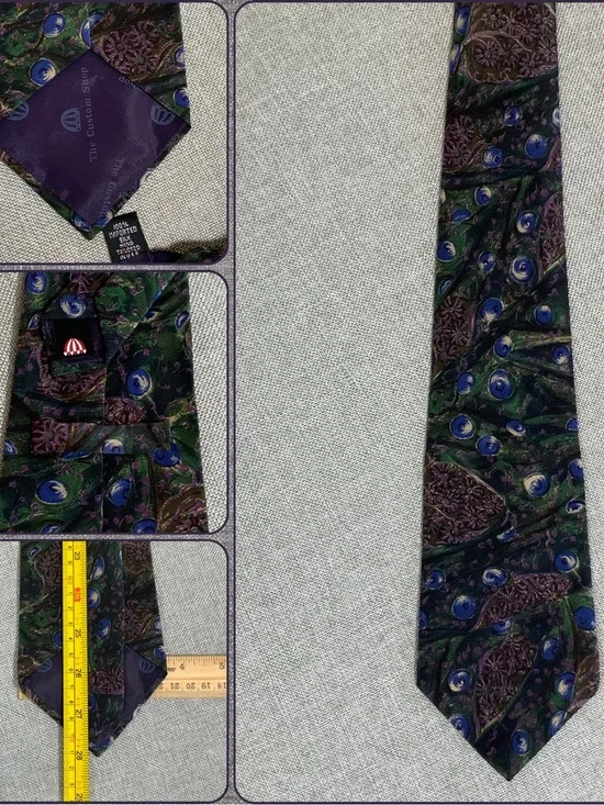 Greenbrier Resort Silk Tie Peacock Feather Springhouse Logo Custom Shop USA