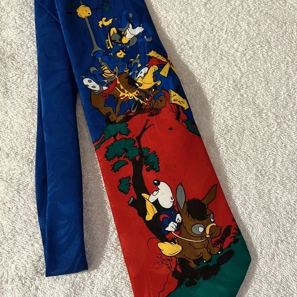 VTG Disney Mickey Unlimited Retro Dapper Goofy Novelty Necktie Don Quixote 90s