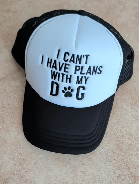 Source Unknown Black & White 'I Can't I Have Plans With My Dog' Trucker Hat