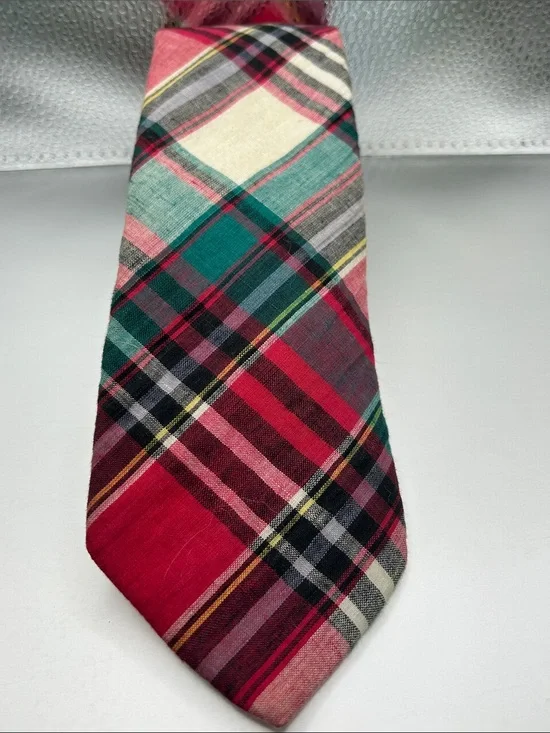 Brooks Brothers Red Green Black Plaid Vintage Men’s Cotton Preppy Tie