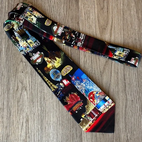 Museum Artifacts Las Vegas Casino Landmark Theme Novelty Silk Handmade Necktie