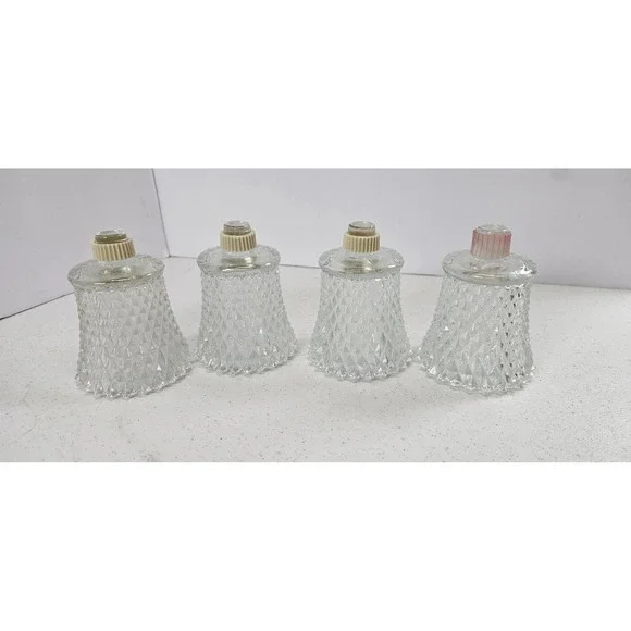 VTG Clear Diamond Point Glass Peg Votive Sconce Candle‎ Holders Homco Set of 4