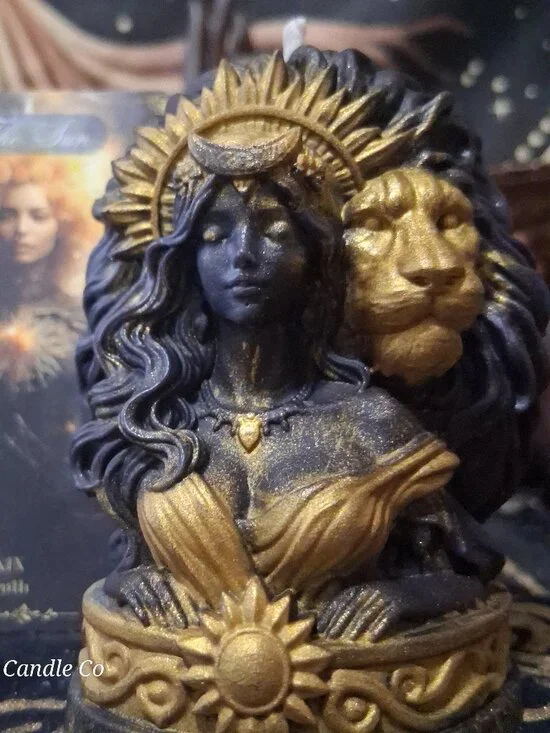 Sekhmet — Goddess of Ra Luxury Ritual Candle | Hand-Sculpted Lioness Warrior | D