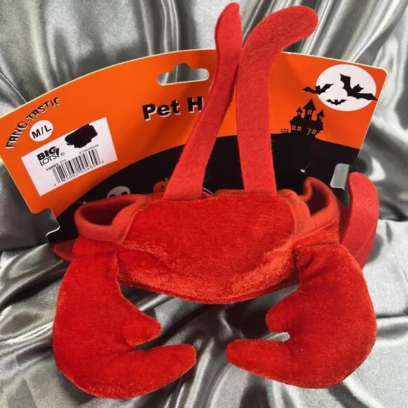 Halloween Pet Costume Hat Dogs Red Lobster Crab Size M / L‎  Adjustable Cute NEW