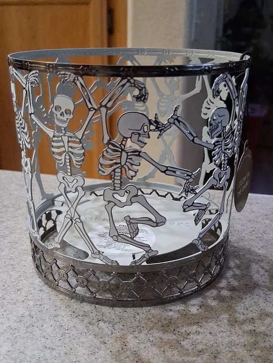 Bath & Body Works Dancing Skeleton Metal Candle Holder - Silver