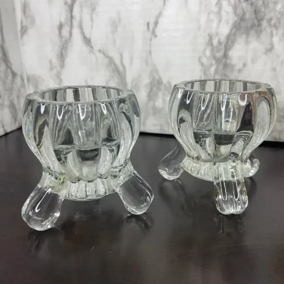 Pair of Glass Candlestick Holders