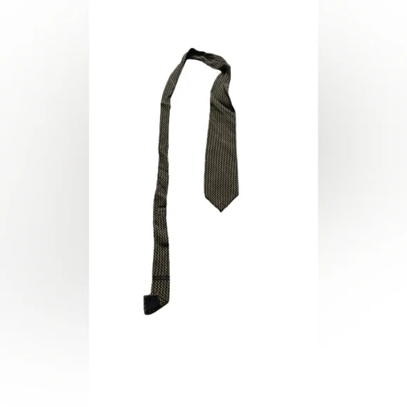 Vintage Giorgio Armani Mens Patterned Black And White Silk Tie
