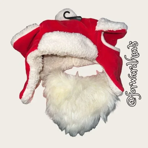 Santa Hat with Beard for XL Dog  **View Photos of Inside of beard** Damage