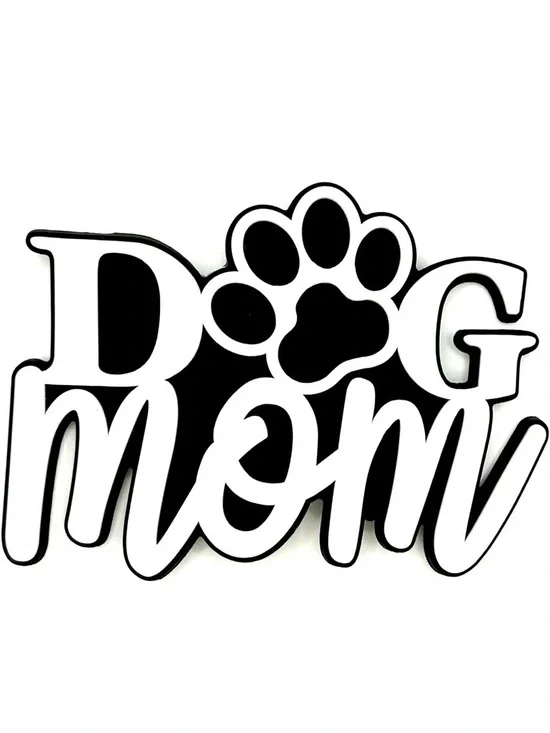 Dog Mom Rubber Charm for Bogg Bag Tote Beach Pool Boat Bag Accessory Black White