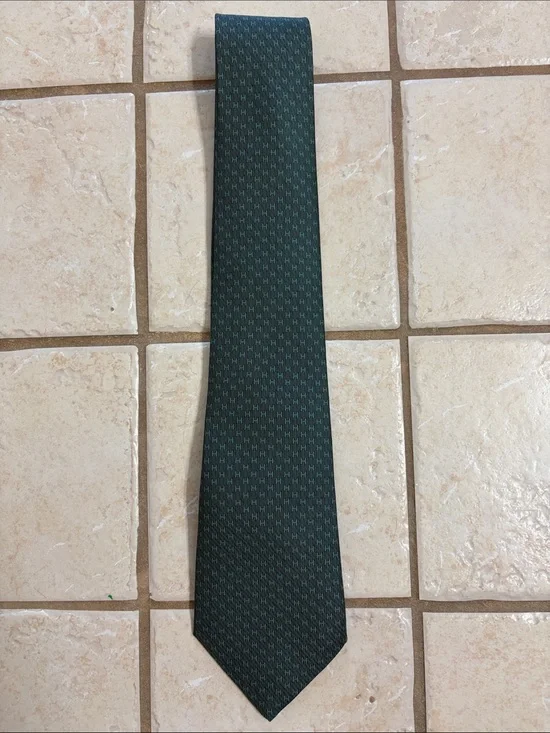 Hermes Dark Green Micro-Pattern Silk Tie