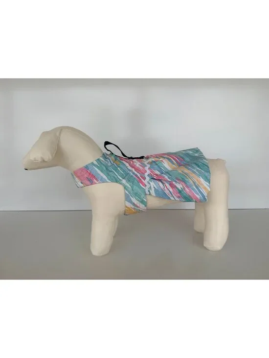 Handmade Small Dog Adjustable Dress Outfit w Harness Pastel Striped Waterproof
